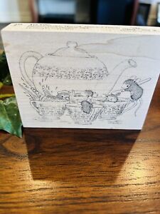 House Mouse Tea Tubs Stampa Rosa 2001 455J  Teapot Teacups Bird Bath NEW!