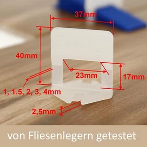 Zuglaschen 4000 - 12000 Fliesen Verlegehilfe Nivelliersystem 1mm 1,5mm 2mm 3mm - Bild 1 von 30