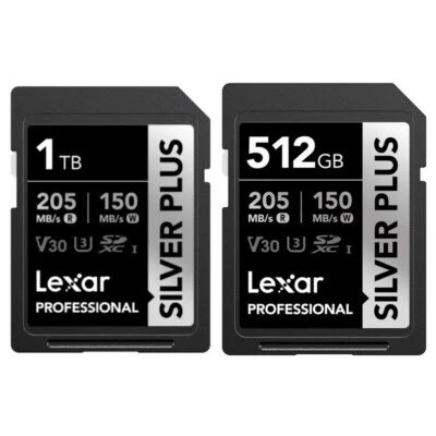 Lexar Professional Silver Plus 1TB 512GB 256GB 128GB 64GB UHS-I U3 V30 SD Card - Image 1 of 2
