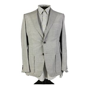 d'Avenza Grey Lightweight Linen Silk 2 Button 1 Vent Mens Blazer Sport Coat 40R