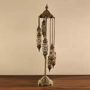 7 Large Oblong Globes Mosaic Glass Multicolor Turkish Moroccan Style Floor Lamp - Picture 1 of 6
