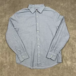 Camisa UNTUCKit Para Hombres Franela Abotonada Grande Delgada Manga Larga Azul Claro Chevron - Imagen 1 de 8