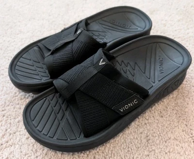 Vionic Rebound Slide Womens 8 Recovery Black Sandal Adjustable Comfort Support - Image 1 of 4