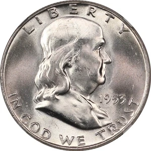 1953-D NGC MS65 Gem BU Franklin Half Dollar - Booming Luster, Very Close to FBL! - Picture 1 of 4