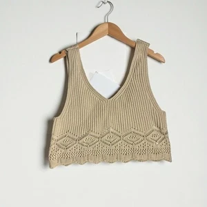 🌻NWOT House of Harlow Ivory Cream Pointelle Knit Design Women’s Crop Top Size S - Picture 1 of 4