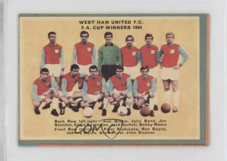 Lista de verificación de tarjetas de concurso de fútbol americano A&BC 1964-65 equipo West Ham United FC #58 Foto 1 de 2