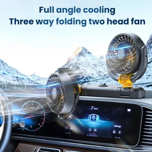 DC12V Dual Head Car Fan Adjustable 2 Speed 360° Rotation Dashboard Mount v4re - Picture 1 of 11