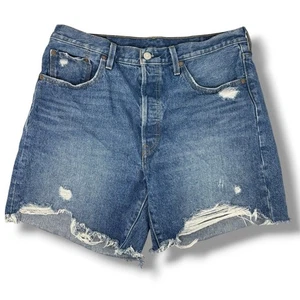 Levi’s 501 High Rise Jean Shorts In Blue Women’s Size 32 - Picture 1 of 6