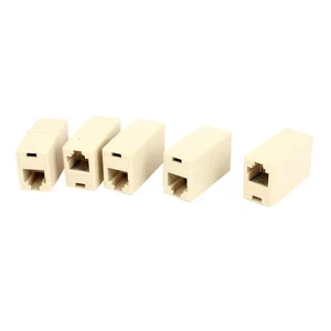 RJ11 6P4C Female Coupler 5pcs - Beige Plastic Telephone Line Connector - Afbeelding 1 van 6