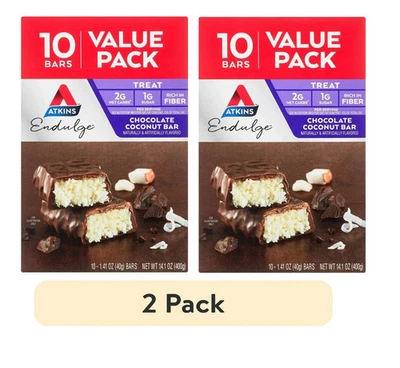 Atkins Endulge Treat, barra de coco de chocolate, apta para cetogénicos, 10 quilates (paquete de valor) Foto 1 de 4