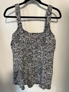 Lands End Damen-Badeoberteil Tankini schwarz & weiß Größe Medium - Bild 1 von 6