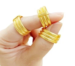Gold yellow Ring Women 22k 23k 24k Thai Gp Plated Luxury Unique handmade Jewelry - Picture 1 of 14