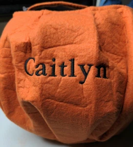 Pottery Barn Kids Halloween Pumpkin Treat Bag Monogram Personalized Caitlyn - Picture 1 of 4
