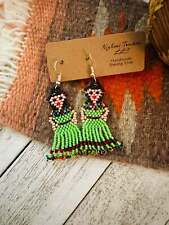 Handmade Multicolor Beaded Lady Dangle Earrings