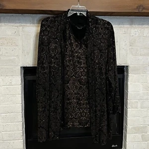 Vikki Vi - Black & Gold Metallic Jacket & Tank - Size 3X - Picture 1 of 12