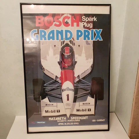 Vintage 1995 IndyCar Racing Poster Bosch Spark Plug Grand Prix Marlboro Unser Jr Cover