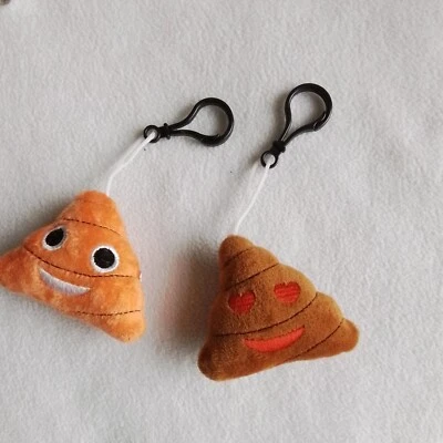 Emoji Poop Mini Keychain Stuffed Plush Backpack Collect Humorous Gift , set of 2 - Immagine 1 di 2