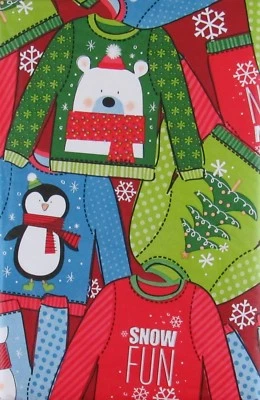 ELRENE HOME FASHIONS Christmas Sweaters Montage Vinyl Flannel Back Tablecloth Various Sizes