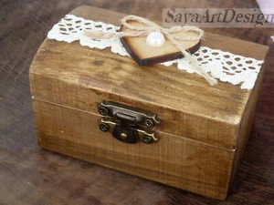 Scatola per Fedi Nuziali. Proposta Di Matrimonio. Scatola Anelli Rustica Legno. - Picture 1 of 3