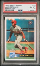1996 Topps Chrome Refractor Juan Gonzalez #129 PSA 8