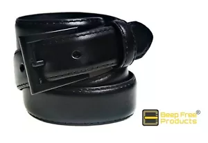Cintura in pelle Beep Free® nera 1-1/8" grana superiore adatta all'aeroporto 100% senza metallo - Foto 1 di 10