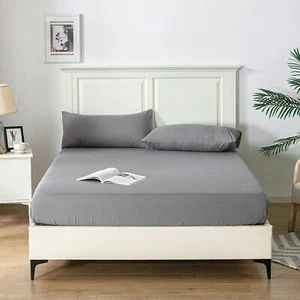 King Size Spannbettlaken - extra tief 25 cm Bettlaken dunkelgrau weicher Stoff - Bild 1 von 9