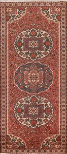 Vintage Wool Floral Bakhtiari Traditional Runner Rug 4x10  Hand-knotted Carpet - Picture 1 of 20