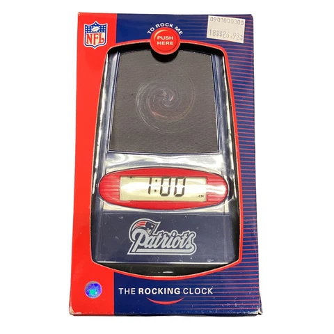 Vintage ThoughtWorks New England Patriots Blue Lenticular Display Rocking Clock Cover