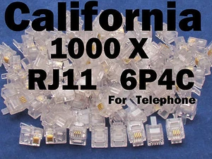 Lot 1000 X PCS CAT3 Phone Connector End RJ11 6P4C Modular Plug Telephone Adapter - Picture 1 of 10