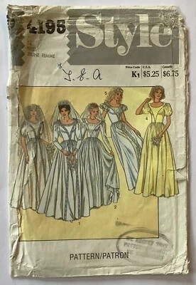 Style 4195 Sewing Pattern Vintage Full Length Lined Wedding Occasion Dress - 14 - Image 1 of 3