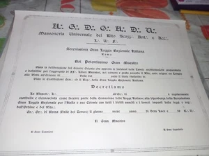 COD 76 massoneria scozzesE DECRETO COSTITUZIOE LOGGIA MASSONICA - Foto 1 di 1