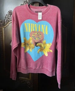 Felpa Nirvana taglia media effetto invecchiato vintage a forma di cuore scatola nuova - Foto 1 di 9