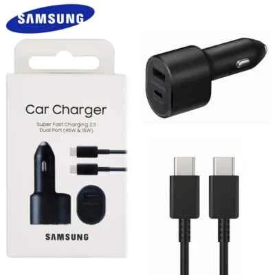 NEW Samsung 45W 2 Ports Super Fast Charging Dual Car Charger with Cable - Image 1 of 4