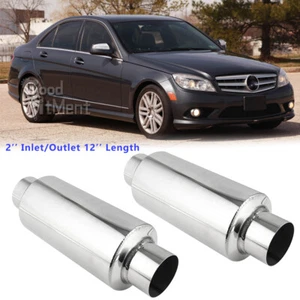 For Mercedes Benz C300 C350 C63 Pair 2.5" Inlet/Outlet Exhaust Resonator Muffler - Picture 1 of 15