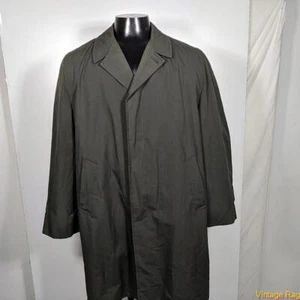 BOSTON HARBOR Vtg Long RAINCOAT Rain Trench Coat Mens L 42 Olive Green w/ liner - Picture 1 of 7