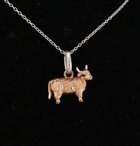 Beautiful Sterling Silver Highland Cow Pendant and Chain by Gemma J - Picture 1 of 4