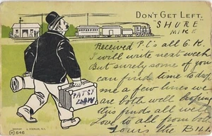 Postcard Don't Get Left Man Train Comic Posted Brooklyn NY 1905 Undivided - Picture 1 of 2