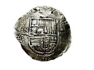 PHILIP 8 REAL COB PHILIPUS II SPANISH SILVER COLONIAL ERA ANTIQUE sevilla