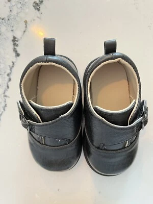 Toddler Boys 4 5.5 x 2" Shoes Black Buckle Hook Loop Shiny Holiday No Brand CUTE - Image 1 of 4