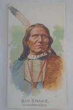 American Indian Chiefs Allen & Ginter Reprint Trade Card Big Snake - Winnebagoes