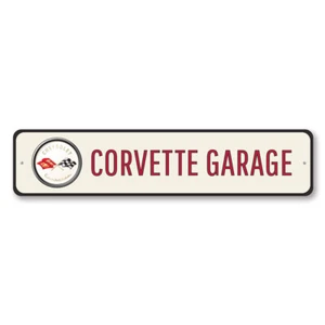 Corvette Garage Sign Custom Chevy Man Cave Personalized Chevrolet Aluminum Decor - Picture 1 of 4