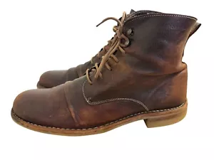 Shoto Boots Mens Size 10 Weathered Leather Distressing Lace Up Italy Gorpcor B20 - Picture 1 of 16