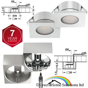 Loox LED 2023 Stylish Downlight 12V, 30mm x 30mm, Chome / Silver Finish, IP44 A+ - Picture 1 of 6