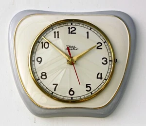Vintage 25cm Diehl Wall Clock - Ceramic Retro Atomic Mid Century Grey German - Picture 1 of 4