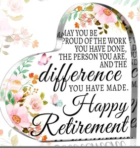 Retirement Keepsake Inspirational Pink Floral Heart Gift - Picture 1 of 3