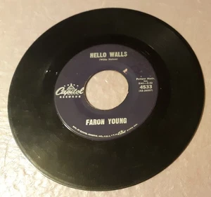 Faron Young Hello Walls/Congratulations by Capitol Records 7" Vinyl 45rpm Record - Picture 1 of 2