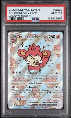 Pokémon TCG Crown Zenith Galarian Gallery Simisear VSTAR #GG37/GG70 PSA 10 🍐🔥 - Image 1 of 4