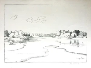 Espressionismo - Rudolf Sieck. Litografia originale. Am Inn. autografato. 1918 - Foto 1 di 6
