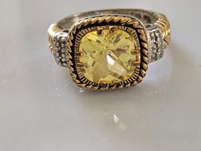 Lia Sophia Lemon Chiffon Ring Size 9 Gold Silver Two Tone CZ Yellow - Image 1 of 4