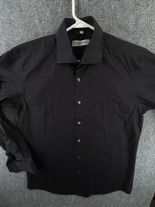 Balmain Cotton Medium Black Mens Pocket Long Sleeve Solid Shirt Button Up Spread - Picture 1 of 17